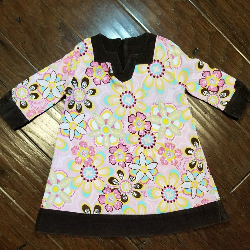 Girls corduroy flowered print dress